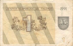 1 talonas 1991 Litvánia 1-es nincs szöveg