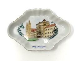 Antik Herendi porcelán tálka Zirc Ciszterci Apátság épületével centenáriumi pecséttel RZ