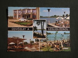 Képeslap,Szelidi tó,Tó vendéglő,étterem,terasz,szálló,strand,autó látkép,részlet, 1977-