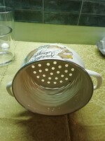 Retró zománcos pároló zöldségpároló füles edény lábas gőz fölött olvasztáshoz