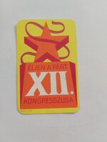 MAGYAR HONVÉDELMI SZÖVETSÉG kártyanaptár 1980 - ÉLJEN A PÁRT XII. KONGRESSZUSA