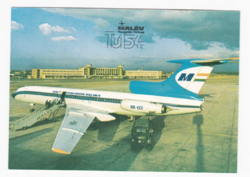 Malév Postcard - TU 154 Trei-jet Aircraft in front of Ferihegy 1 Building