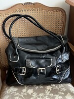 Gyönyörű TED BAKER vintage fekete lakkbőr kézi vagy válltáska, Y2K hobo bag