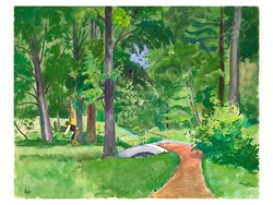 József Bató - Park Scene