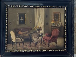János Czene - Interior Scene..30x40cm plus frame..