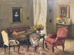 Czene János -  Enteriőr..30x40cm plusz kerete..