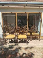 6 db Retró Olasz Étkezőszék / Art Deco - Szecessziós Stílusú / Tömör Bükkfa