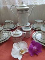 Ritka, hibátlan Königlich Tettau "Algarve" 8 személyes porcelán teáskészlet teamelegítővel (rebaud)