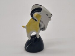 Hollóházi kézzel festett art deco kos, kecske
