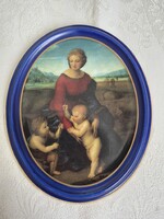Gyönyörű Madonna ovális porcelán kép Bavaria.