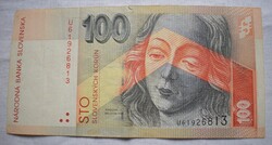 100 Korona , szlovák korona , 2004 november 5.e Pozsony , bevont papír pénz