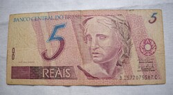 5 Reais , Brasil , brazil real , külföldi papír pénz