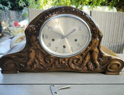 Beautiful Carved Table Clock with Quarter Westminster Chime, Neo-Renaissance Rococo Style
