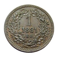 Magyarország,1 krajcár 1881 EF+ réz
