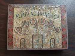 Antik M. Melachrino & Co. Egyptian Cigarettes cigarettás fémdoboz A404