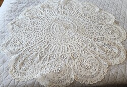 SZECESSZIÓS ART NOUVEAU VERT CSIPKE VERTCSIPKE KEREK TERÍTŐ ASZTALKÖZÉP MAGYAR CÉRNA KÉZIMUNKA