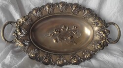 Antique serving bowl footed table centerpiece (WMF) beautiful silver-plated rarity marked embossed flower patterned