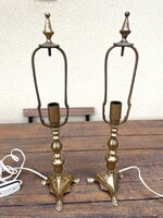 Old Antique Style, Neobarok or Empire-Style Yellow Desk Lamp Pair (without shade)
