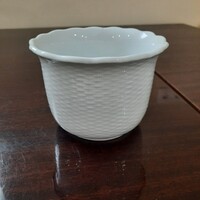 White Herendi Porcelain Lattice Pattern Vase