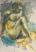 Férfi akt - nagy méretű kortárs alkotás (100 x 70 cm) /számlát adunk hozzá/