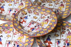 Japán tojáshéj porcelán desszertes / süteményes tányér szett – 6 db