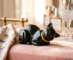1970 - 1975 Avon glass black crystal cat perfume bottle