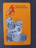 Régi  Kártyanaptár 1975 Sok kicsi sokra megy - Tanulók Takarékpénztára