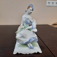 Herendi porcelán Ősz, Tél kisasszony figura