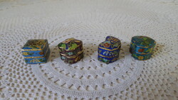 Miniatűr Cloisonné(rekeszzománc) ékszerdoboz,gyógyszertartó,4 db.