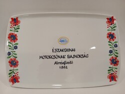 Porcelán tálca, motorcsónakos verseny relikvia