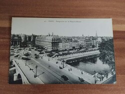 Antik képeslap, Franciaország, Párizs, Place Saint-Michel, 1910- 1920 év körüli, postatiszta
