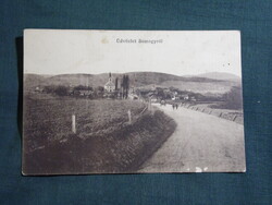 Képeslap,Pécs Somogy,Főút részlet,látkép templom,Mayer Nándor Ferenc Somogy kiadás, 1920-