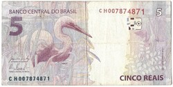 5 real reals 2010 Kócsag madár Brazilia