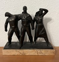 Olcsai Kiss Zoltán, worker sculpture on marble base