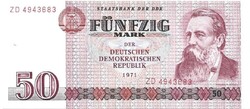 50 márka 1971 NDK Németország 1. Replacement "ZD" UNC