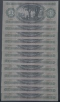 1 tucat (12 db) sorszámkövető 10 forint 1975 UNC