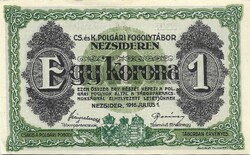 1 korona krone kronen 1916 K.u.K. Nezsider Hadifogolytábor szükségpénz aUNC