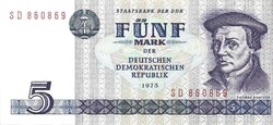 5 márka 1975 NDK Németország 2. UNC