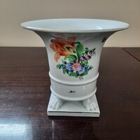 Nagy Herendi virágmintás porcelán oroszlán körmös kaspó, váza