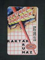 Kártyanaptár,Centrum Compack áruház,Budapest,1986  (4)