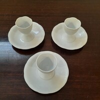 3 pcs White Herendi Porcelain Egg Cups with Stand