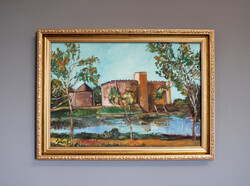 Beautiful BÁNFI Painting - THE GYULA CASTLE - in a nice frame - 57.5x42.5 cm with frame