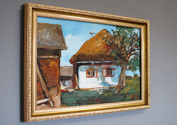 Beautiful BÁNFI painting - ZALAFŐ - in a nice frame - 57.5x42.5 cm with frame