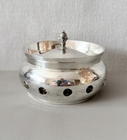 Antik szecessziós ezüstözött asztali potpourri illatosító / füstölő szelence (360 g)