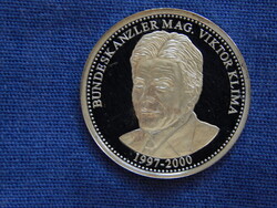 Bundeskanzler Mag. Viktor Klima 1997-2000 ezüstözött proof osztrák emlékérme
