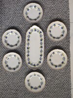Hollóházi porcelán Pannónia szendvicskészlet, Szeder (7 részes), új állapotában eltéve  Pannónia