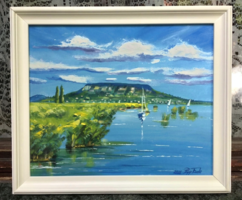 Badacsonyi panoráma c. Balaton olajfestmény [Papp Tünde]