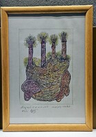 Geoszabó László (1944-2011): Magmává újraolvadó mesés Kelet (1999.)  29x21 cm  színes nyomat 12/1 je