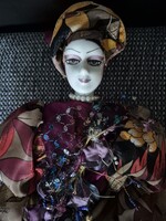 Velencei stílusú karneváli porcelán baba