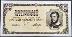 Egymillió Milpengő 1946, VF+.